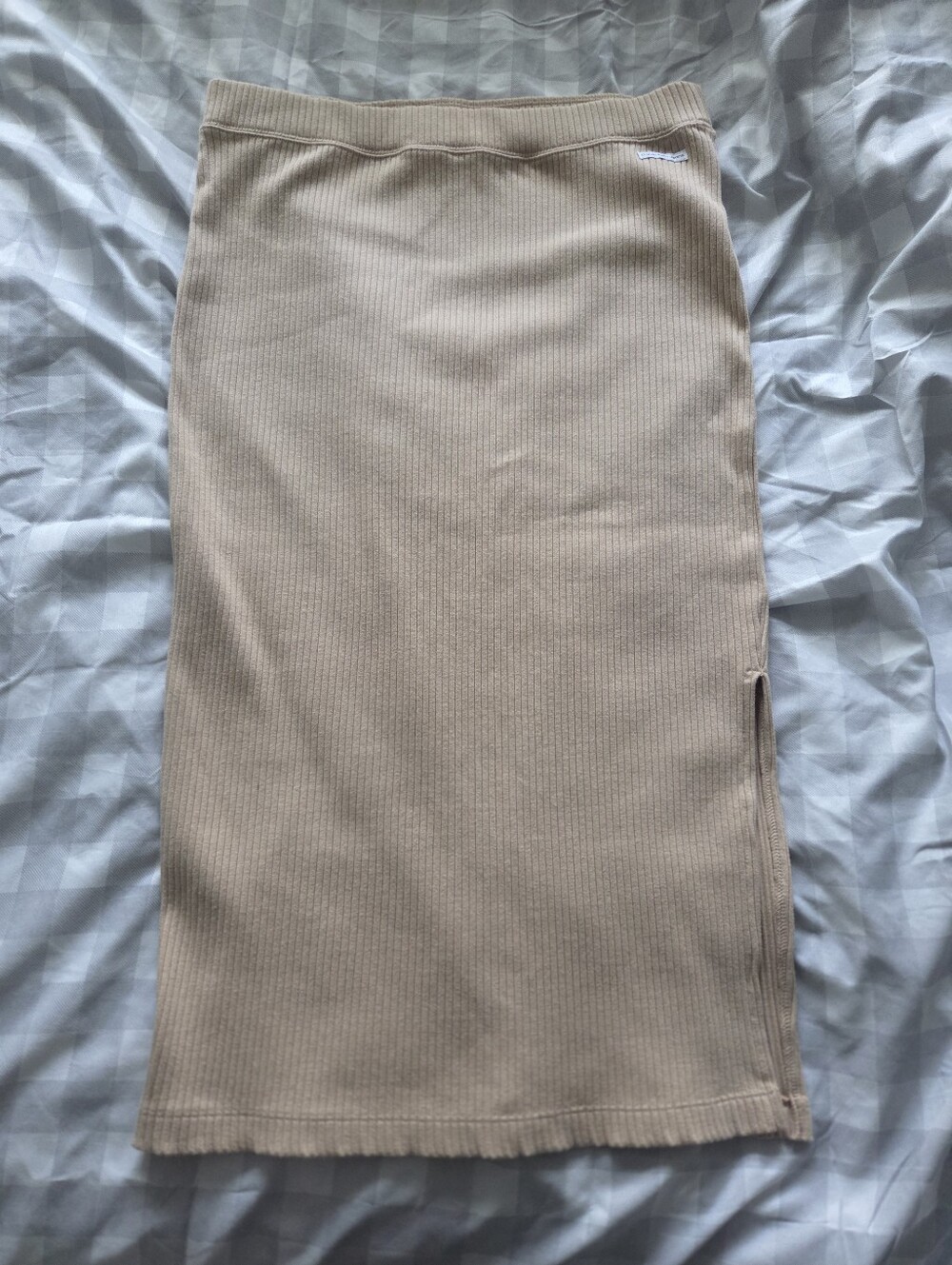 Calvin Klein Beige Ribbed Midi Skirt